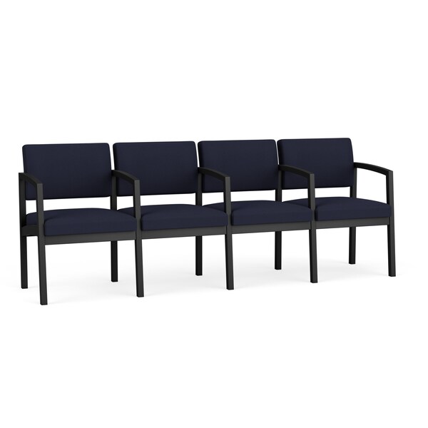 Lesro Lenox Steel 4 Seater with Center Arms, Navy/Midnight Seat, Navy/Midnight Back, 85.5 W 24.5 L 32 H LS4103 - main